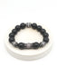 Black Onyx & Gun Metal Double Sided Crown Bracelet - Barrel