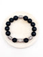 Black Onyx & Silver Double Sided Crown Bracelet - Barrel