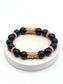 Black Onyx & Rose Gold Double Sided Crowns Bracelet